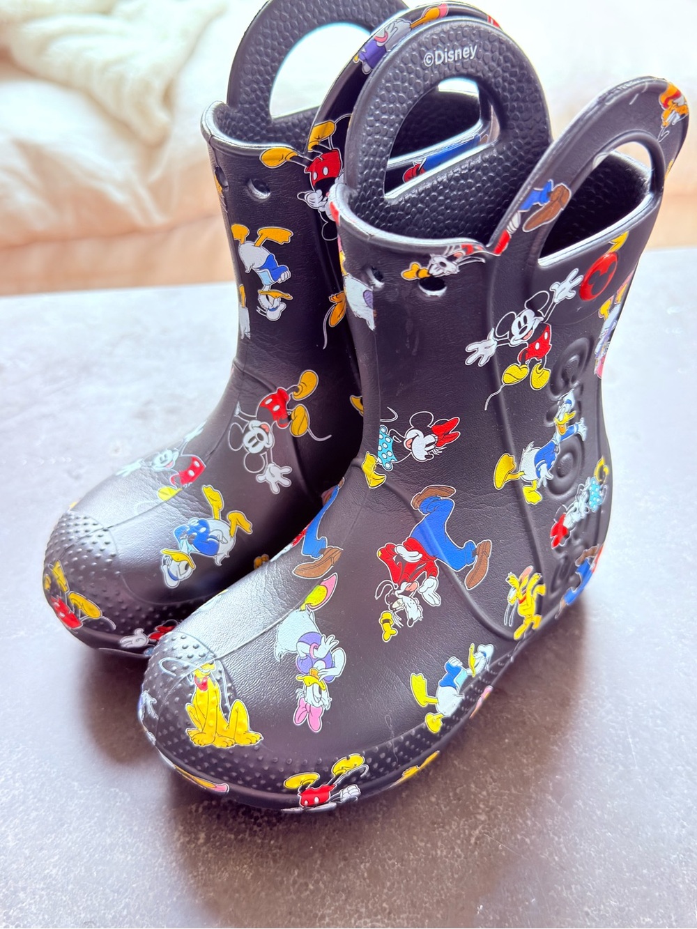 Crocs Disney Black Kids Rain Boots with Mickey & Friends Print size C10